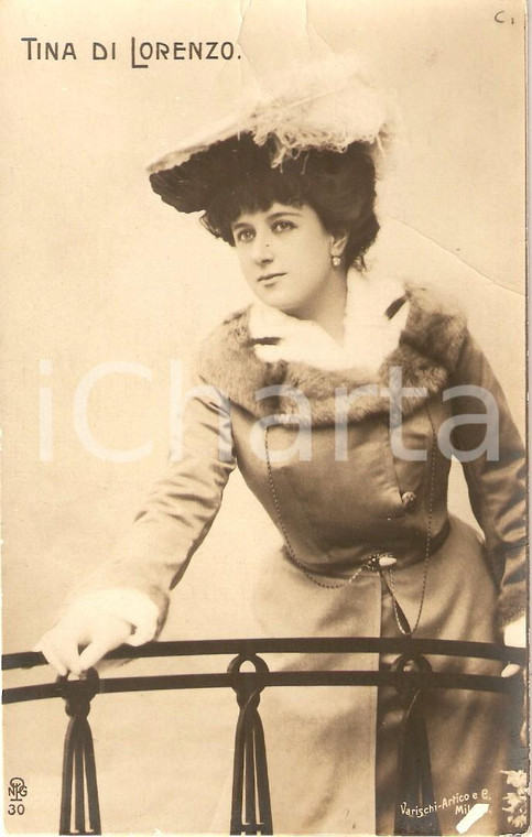 1905 TEATRO AttriceTina DI LORENZO Ritratto *Cartolina FP NV