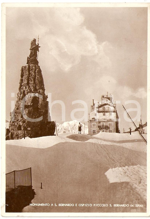 1949 LA THUILE (AO) Monumento a S.Bernardo e Ospizio *Cartolina postale FG VG