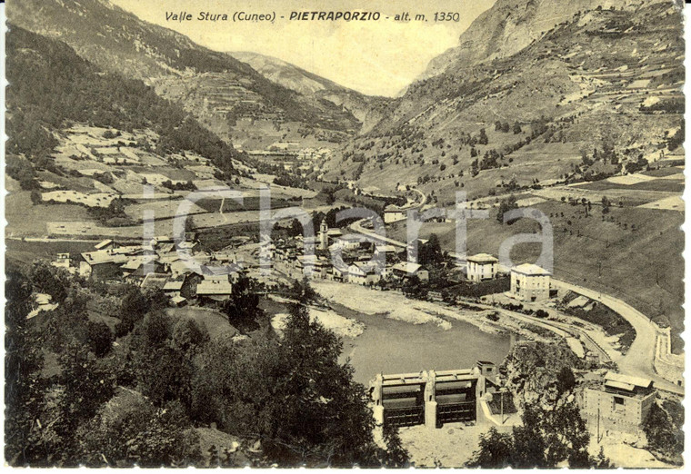 1950 ca PIETRAPORZIO (CN) Panorama Valle Stura *Cartolina postale FG NV