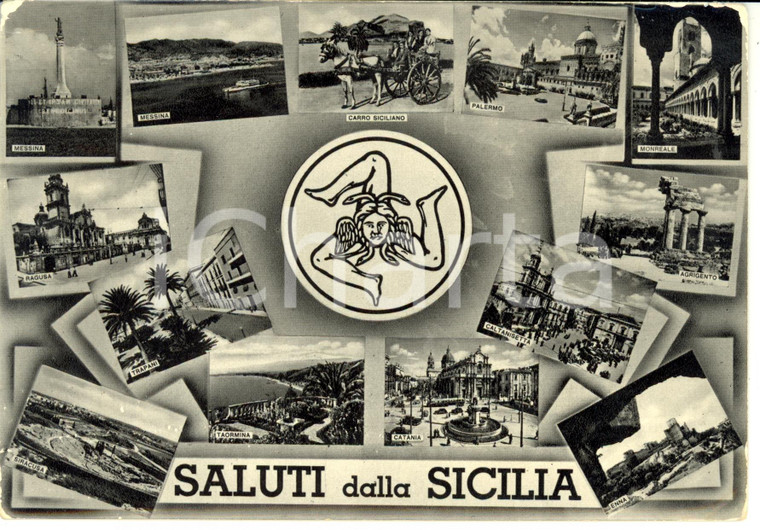 1959 TRAPANI Vedutine Saluti dalla Sicilia *Cartolina postale FG VG