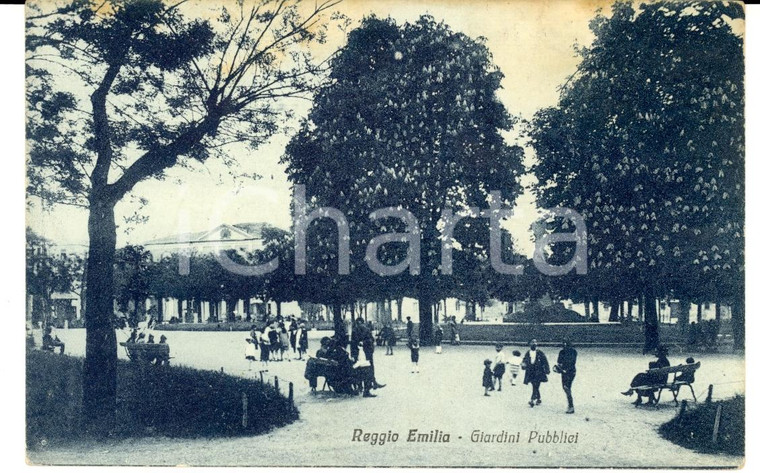 1910 ca REGGIO EMILIA Veduta dei giardini pubblici *Cartolina ANIMATA FP NV