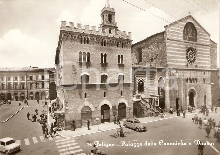 1965 FOLIGNO (PG) Duomo e Palazzo delle CANONICHE Animata *Cartolina FG NV