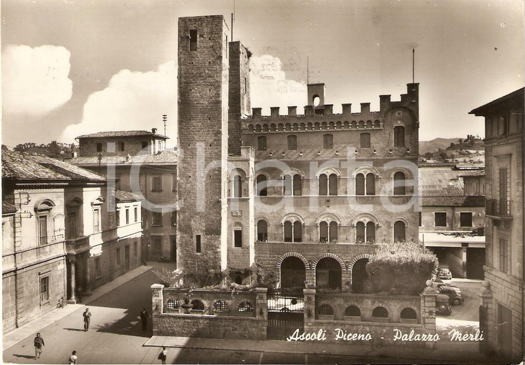 1960 ASCOLI PICENO Scorcio panoramico Palazzo MERLI Animata *Cartolina FG VG