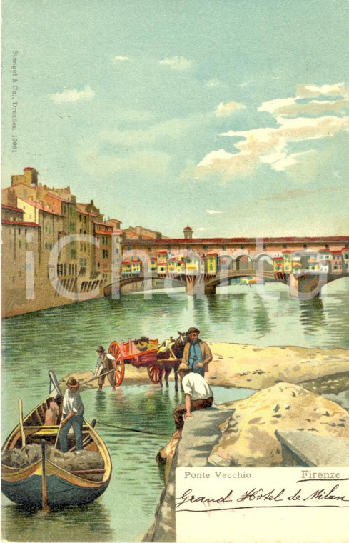 1908 FIRENZE Ponte Vecchio *Cartolina autografa Teresa GAFFURI FP VG