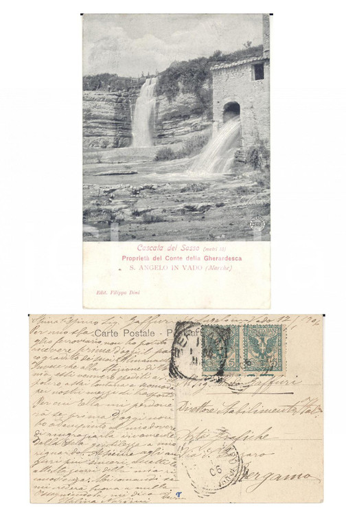 1906 SANT'ANGELO IN VADO (PU) Cascata del Sasso *Cartolina Italina NARDINI FP