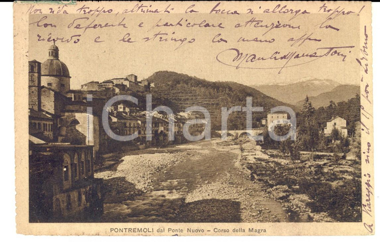 1920  PONTREMOLI Fiume Magra *Autografo Manlio MARCANTONI a Emilia ERSANILLI