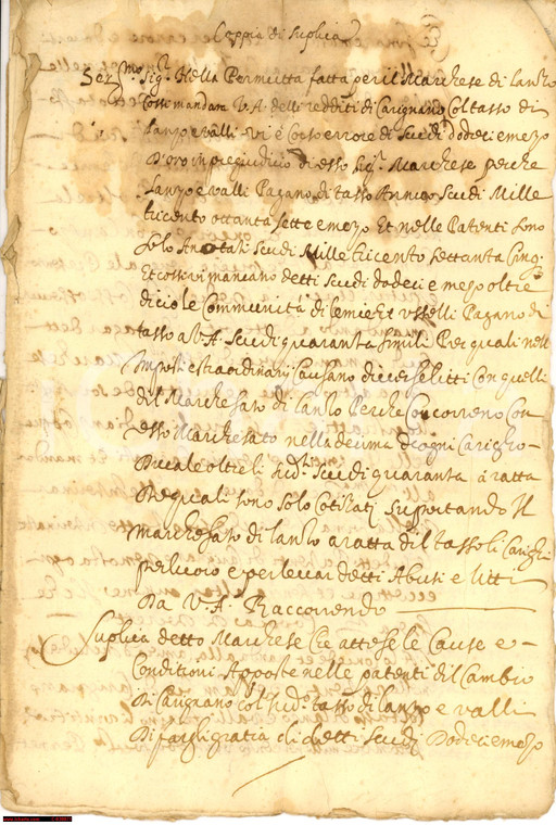 1622 LANZO TORINESE Donazione Carlo Emanuele I SAVOIA