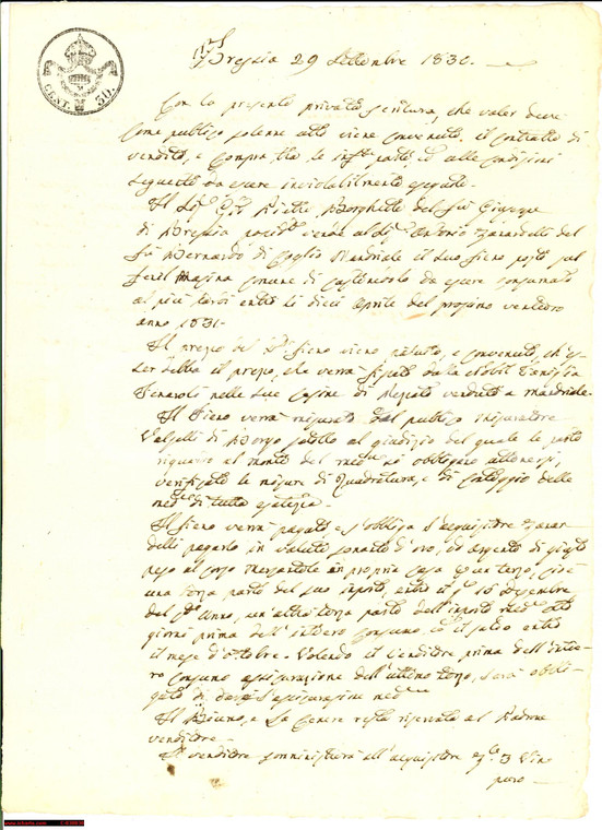 1830 COLLIO (BS) Pietro BORGHETTI fieno a ZANARDELLI