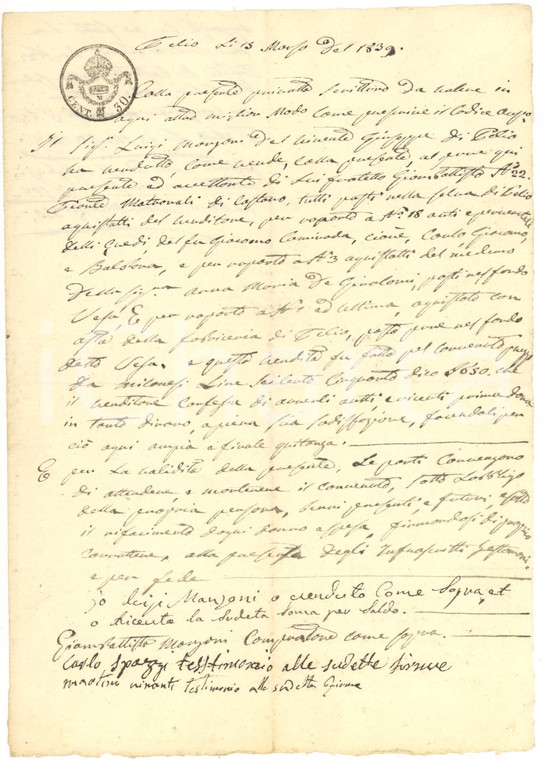 1839 PELLIO INTELVI (CO) Vendita castagni f.lli MANZONI