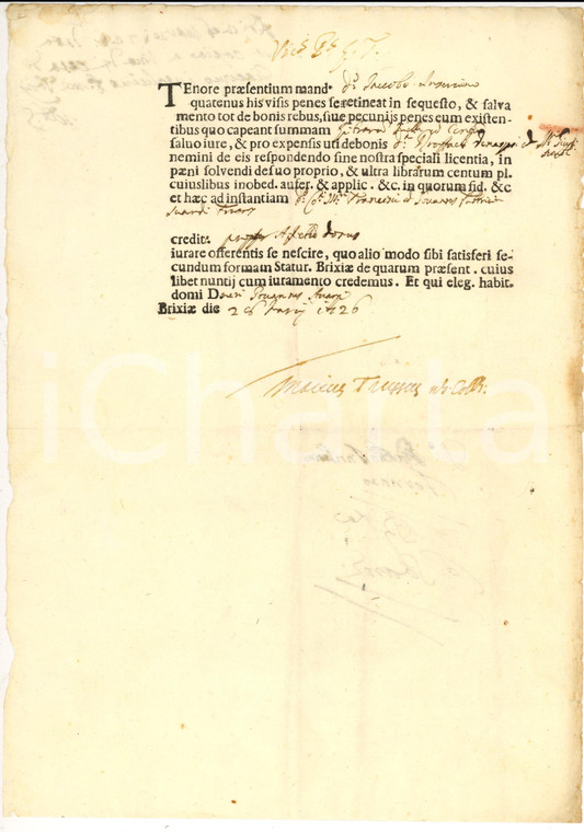 1726 BRESCIA Crediti Francesco SUARDI verso INSELVINI