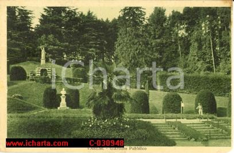 1926 VARESE I giardini pubblici Cartolina ANIMATA FP VG