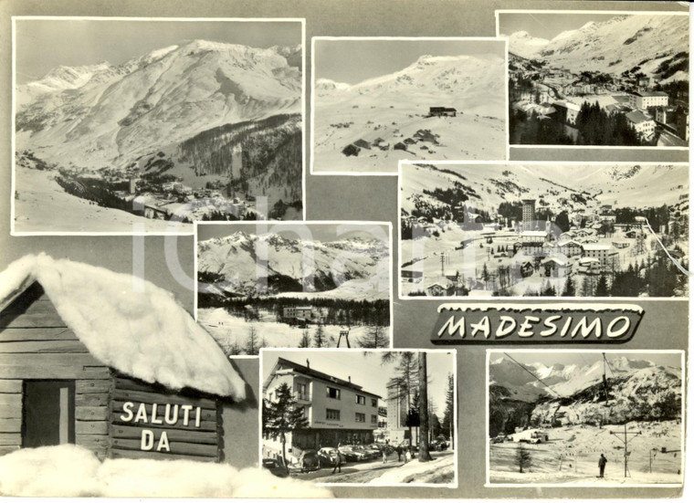 1963 MADESIMO (SO) Vedutine con albergo *Cartolina ANIMATA FG VG