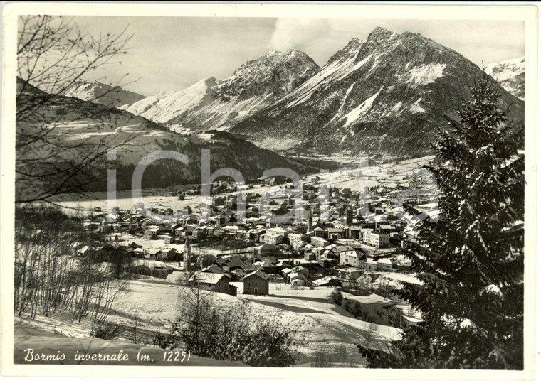 1956 BORMIO (SO) Veduta panoramica del paese innevato *Cartolina FG VG