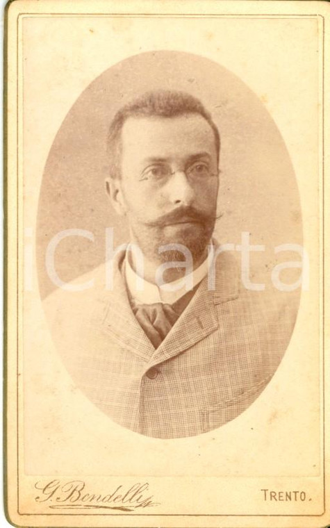 1890 ca TRENTO Ritratto di intellettuale con gli occhiali *Fotografia BENDELLI