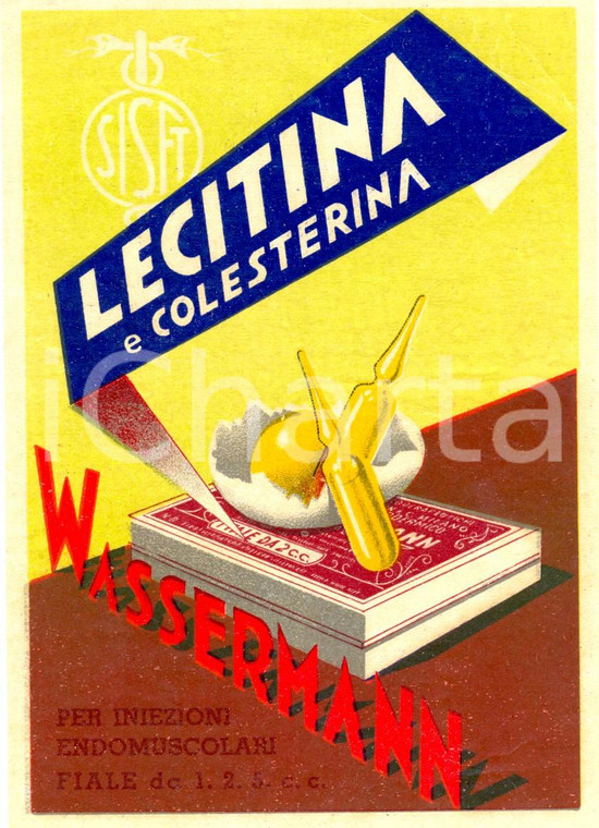 1935 Lecitina e Colesterina Wassermann - etichetta