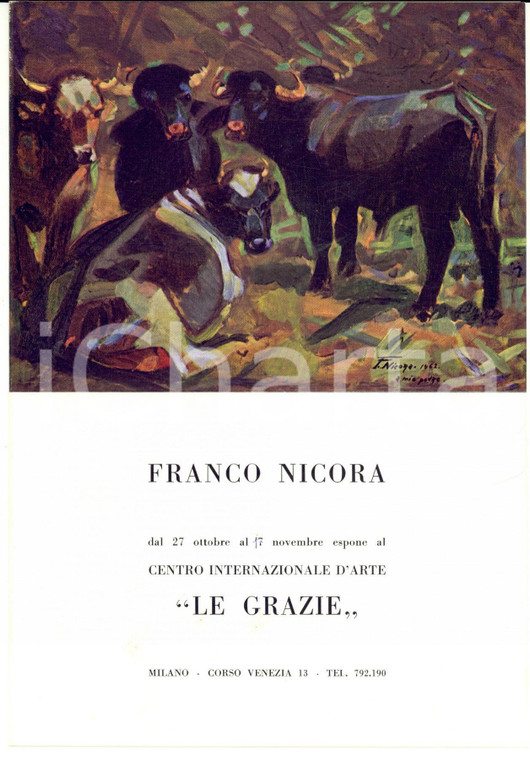 1962 MILANO Galleria LE GRAZIE Franco NICORA *Invito inaugurazione mostra