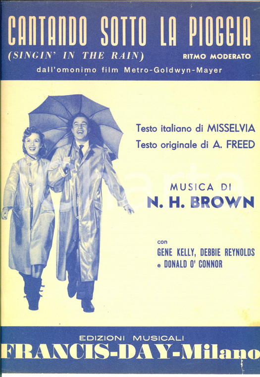 1930 A. FREED - N. H. BROWN Cantando sotto la pioggia *Spartito FRANCIS-DAY