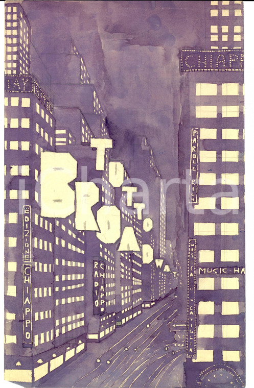 1930 ca Norberto CAVIGLIA Tutto Broadway *Illustrazione spartito ORIGINALE 