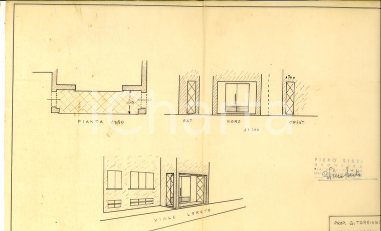 1953 SANNAZZARO DE' BURGONDI (PV) Progetto negozio G. TORRIANI su viale LORETO