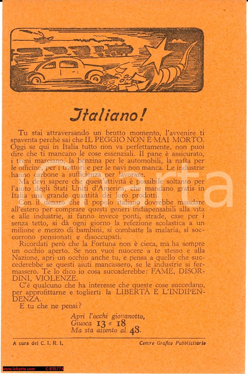 1948 Elezioni politiche - Propaganda: Italiano!