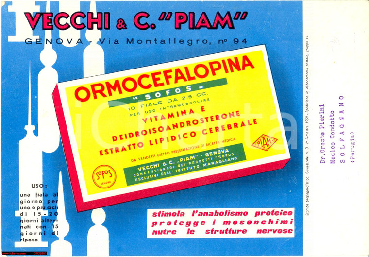 1959 Ormocefalopina - Vecchi e C. Piam - Genova