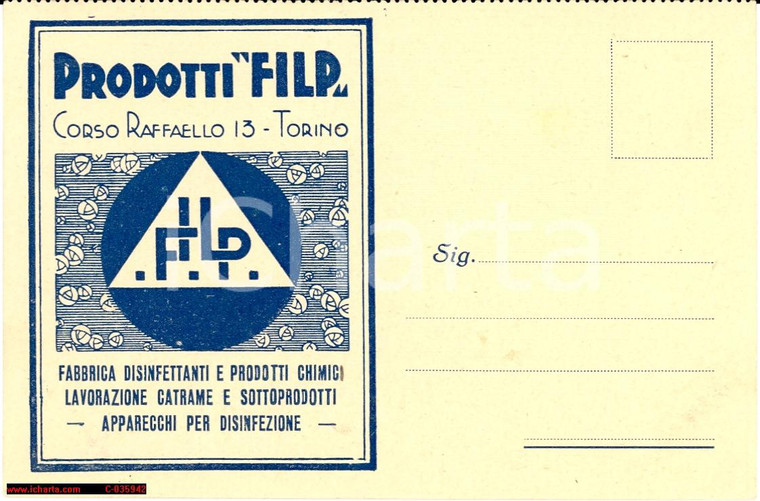 1925 Prodotti Filp - Cartolina commerciale d'epoca