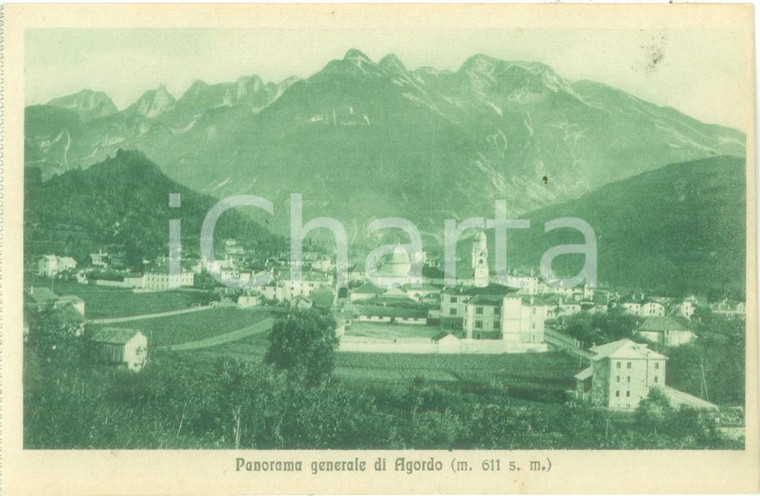 1935 ca AGORDO (BL) Panorama generale del paese Cartolina FP NV