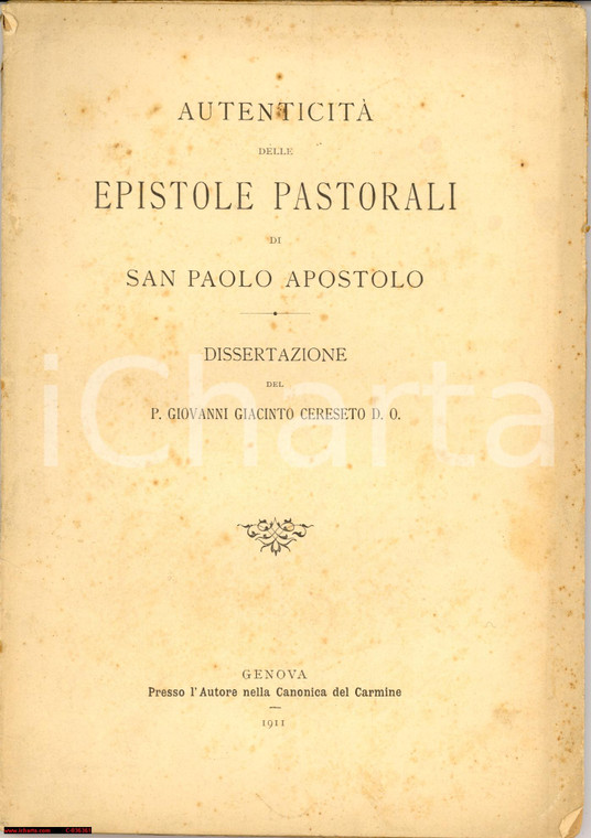 1911 P. Giovanni Giacinto CERESETO Autenticità Epistole di San Paolo