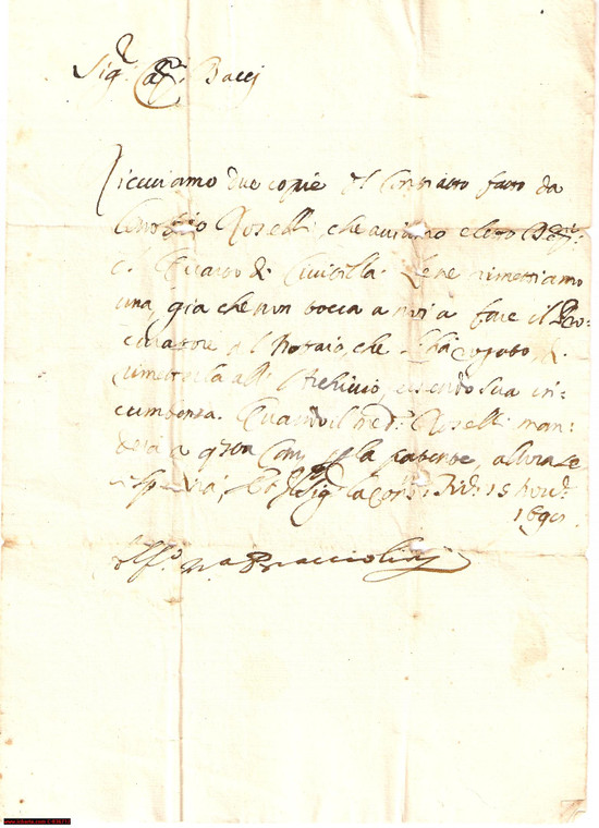 1698 CIVITELLA AR Contratto di nomina deputato ROSELLI