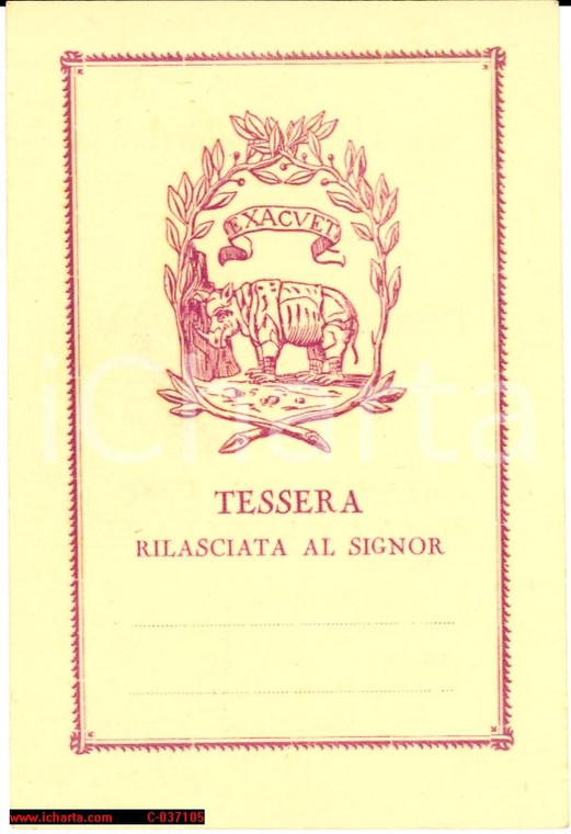 1934 ACCADEMIA SPOLETINA Corso di cultura TESSERA