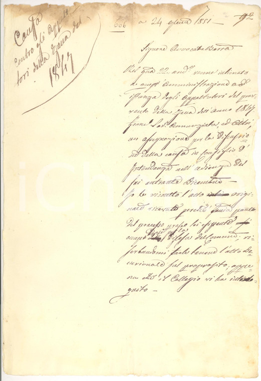 1851 NAPOLI Avvocato BARRA lavora alla causa degli appaltatori della ZECCA