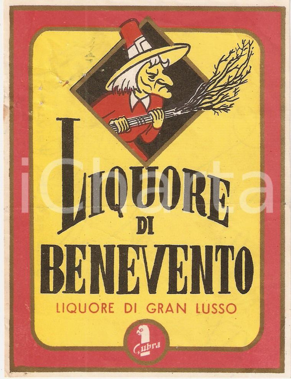 1970 ca LIQUORE DI BENEVENTO Distilleria GUBRA *Etichetta illustrata