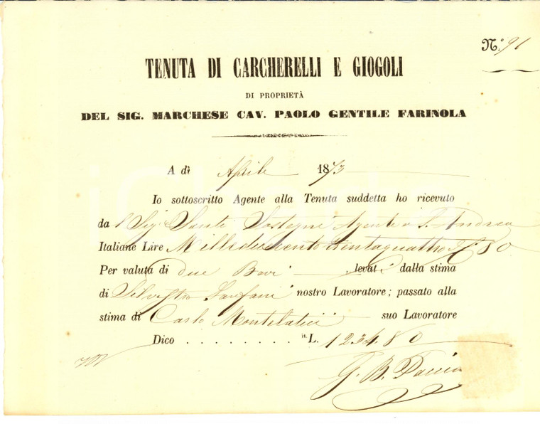 1873 SCANDICCI Villa CARCHERELLI Paolo GENTILE FARINOLA
