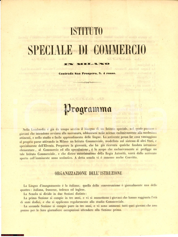 1860 MIlano Istituto Speciale Commercio, E. Wild