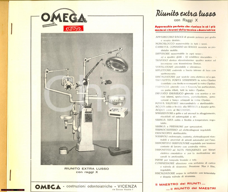 1950 Catalogo Omega Costr. Odontoiatriche Vicenza