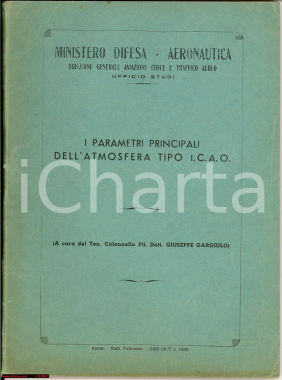 1960 MIN. AERONAUTICA Giuseppe GARGIULO Atmosfera ICAO