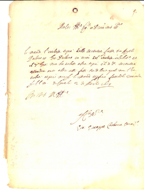 1609 CAVE (RM) Invio documenti su lite tra Angelo e Giovanni PALANO *Manoscritto