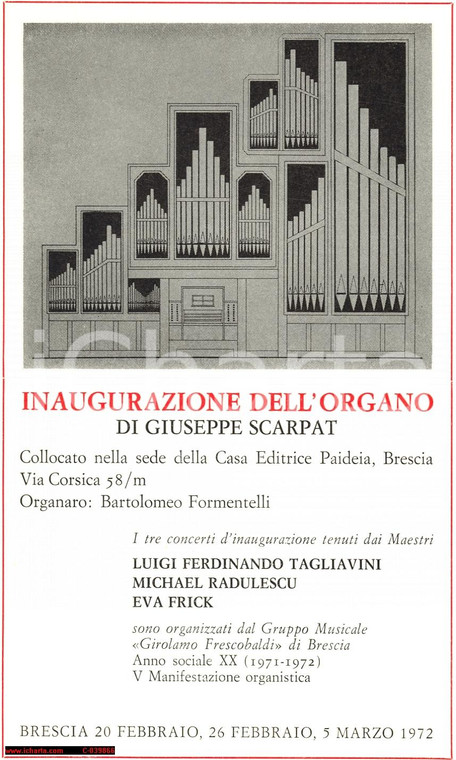 1972 BRESCIA Inaugurazione organo Giuseppe SCARPAT