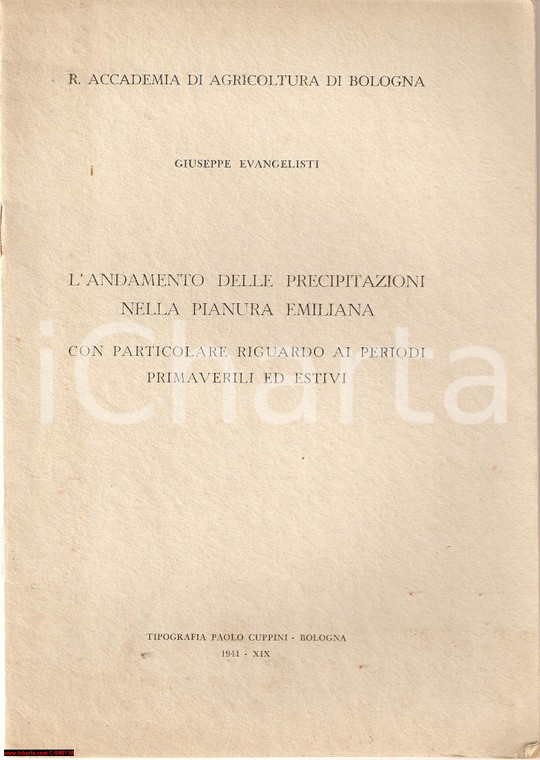 1941 Giuseppe EVANGELISTI Precipitazioni piana emiliana