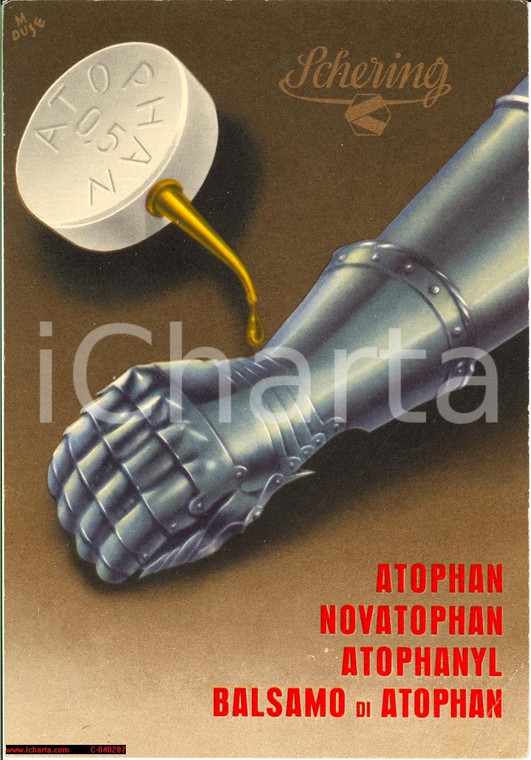 1954 MILANO SCHERING Pubblicità ATOPHAN ill. DUSE
