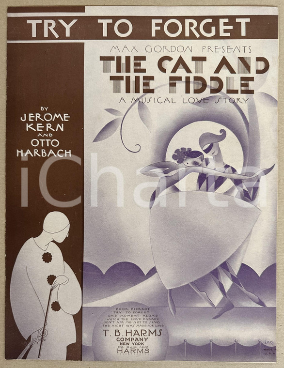 1931 HARBACH - KERN Try to forget - Musical The cat and the fiddle"*Spartito"