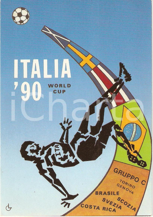 1990 ITALIA '90 WORLD CUP Edizione NUMERATA 2000 copie Luigi GORENA *Cartolina