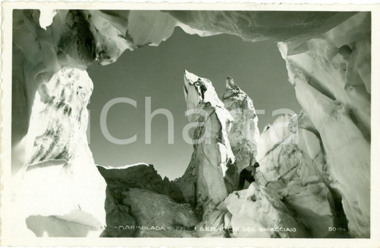 1935 ca MARMOLADA Alpinisti fra ghiacciai del seracchio FOTOCARTOLINA FP VG