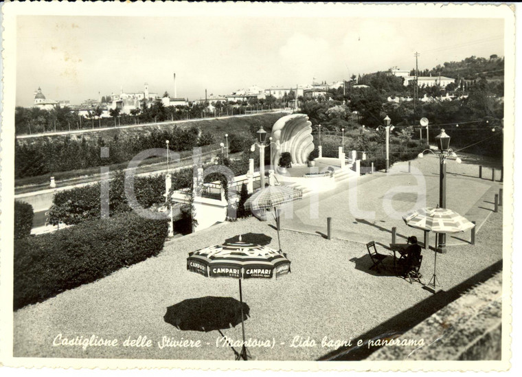 1954 CASTIGLIONE DELLO STIVIERE (MN) Lido Bagni e panorama *Cartolina FG VG