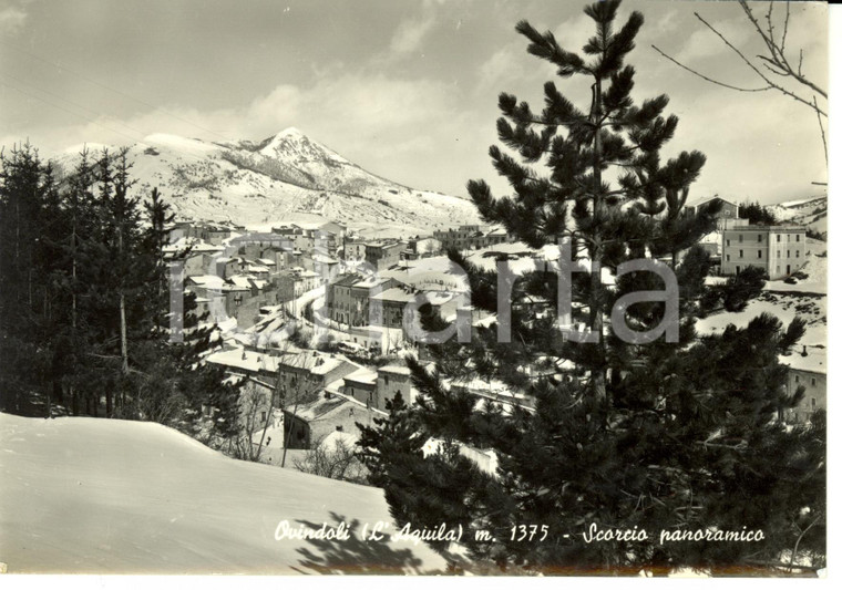 1963 OVINDOLI (AQ) Panorama con monte SIRENTE sotto la neve *Cartolina FG VG