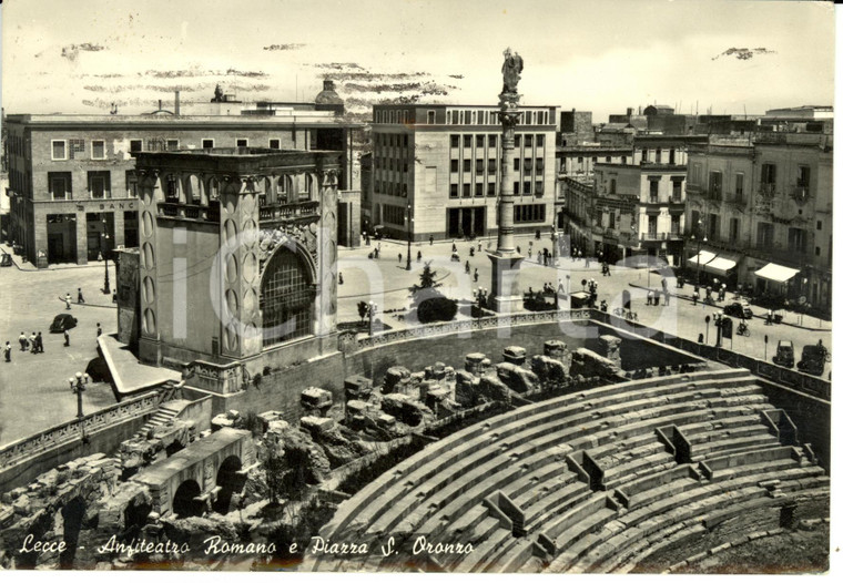 1955 LECCE Piazza SANT'ORONZO e Palazzo del Seggio *Cartolina FG VG