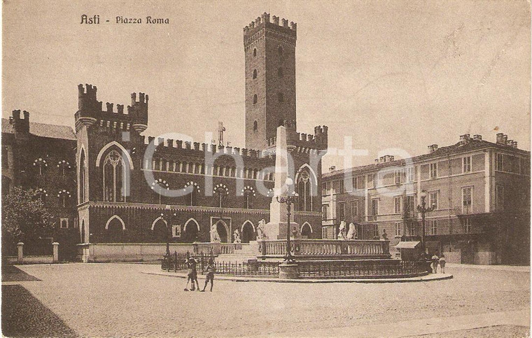 1930 ASTI Piazza Roma con Palazzo MEDICI DEL VASCELLO e Torre COMENTINA *FP NV