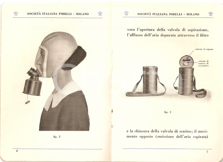 1935 MILANO - PIRELLI Maschera antigas tipo S.I.P. 3 *Servizio Chimico Militare