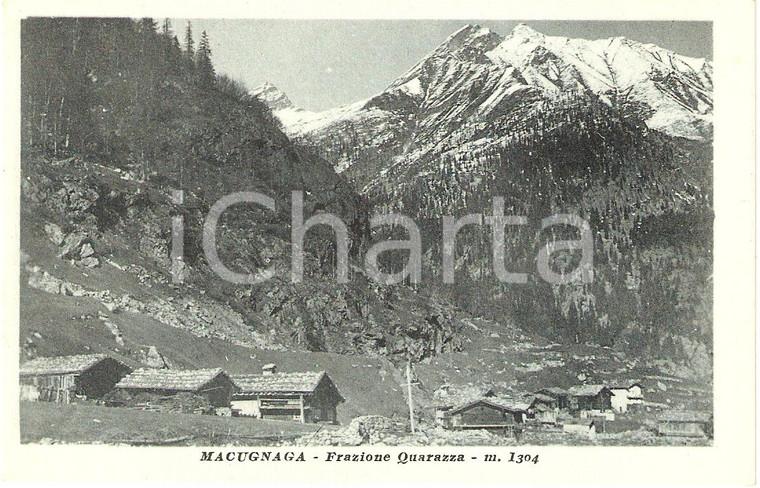 1920 ca MACUGNAGA (VB) Veduta panoramica frazione QUARAZZA *Cartolina FP NV