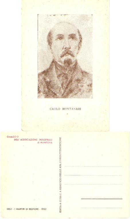 1952 MANTOVA Associazione industriali Martiri BELFIORE Carlo MONTANARI Cartolina